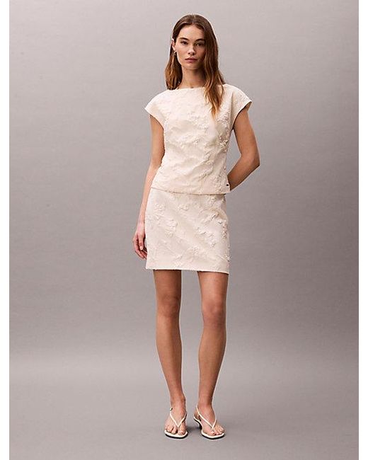Calvin Klein Cloque Minirok in het Natural