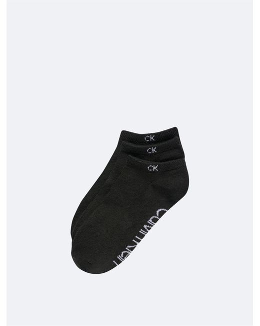 Calvin Klein Black Flat Knit 3-pack No Show Socks