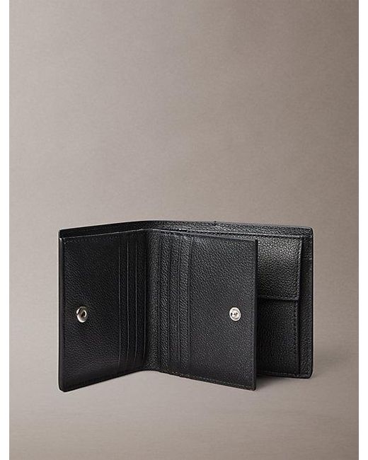 Calvin Klein Black Full Grain Leather Rfid Trifold Wallet for men