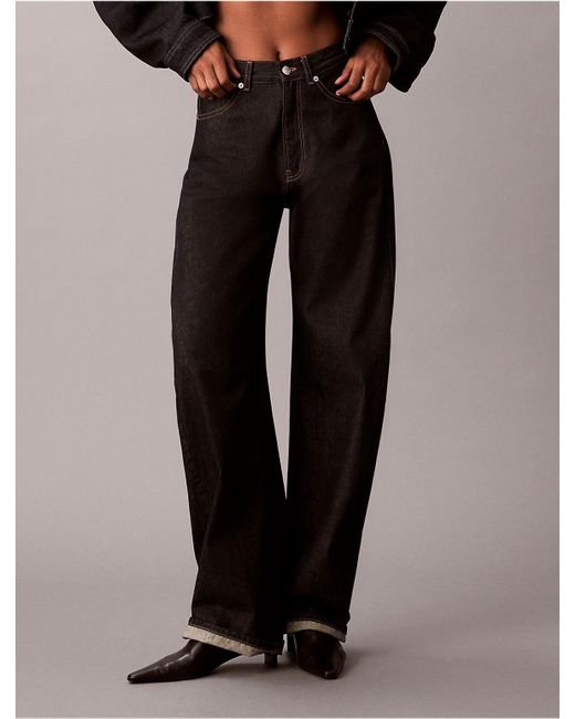Calvin Klein Blue High Rise Barrel Jeans