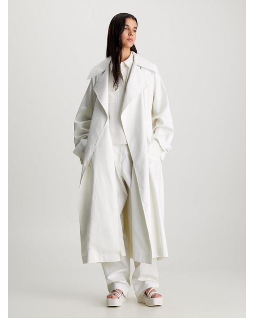 Calvin Klein White Oversized Trench Coat