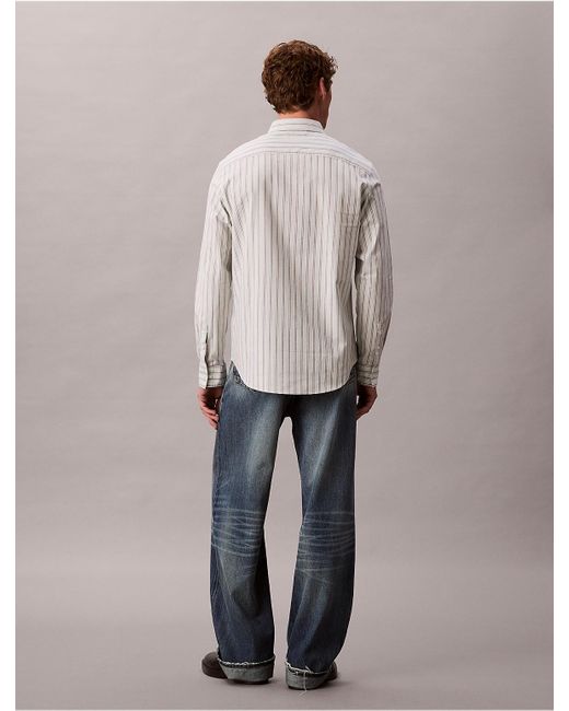 Calvin Klein Gray Calvin Klein Stripe Oxford Classic Button-Down Shirt for men