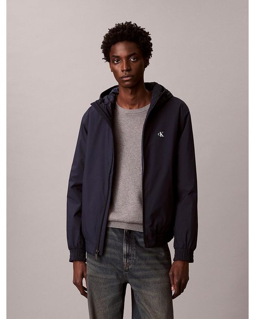 Calvin Klein Blue Hooded Ripstop Jacket for men