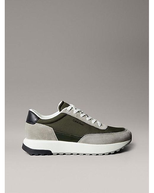 Calvin Klein Metallic Leather Mix Runner Trainers for men