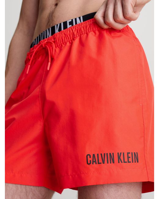 Calvin Klein Red Double Waistband Swim Shorts - Intense Power for men