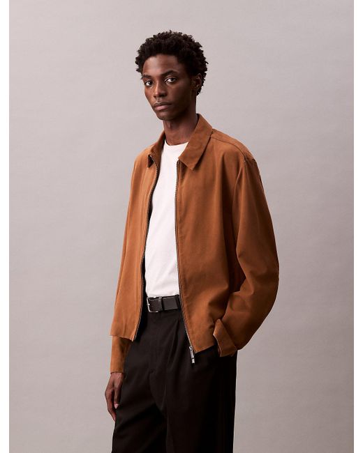 Calvin Klein Brown Suede Blouson Jacket for men
