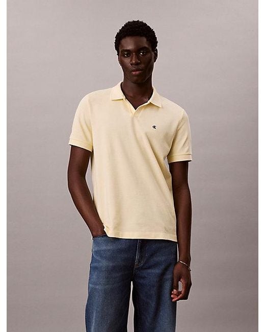 Calvin Klein Blue Jeans Cotton Piqué Open Collar Polo Shirt for men