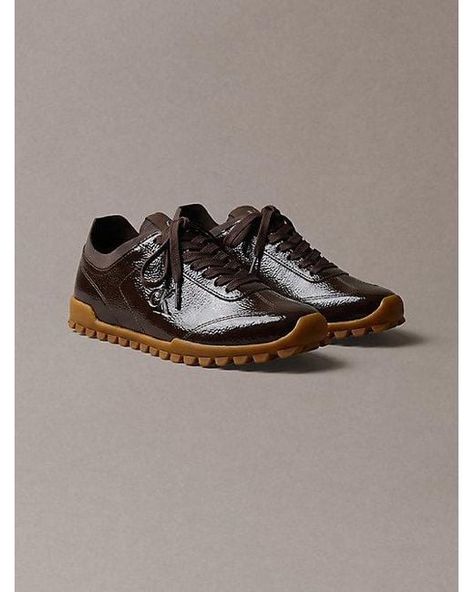 Calvin Klein Brown Shiny Organza Runner Trainers