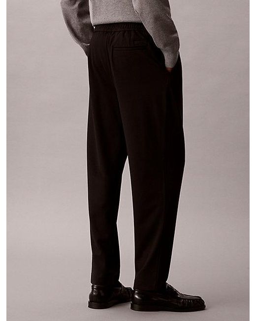 Calvin Klein Black Comfort Knit Tapered Trousers for men