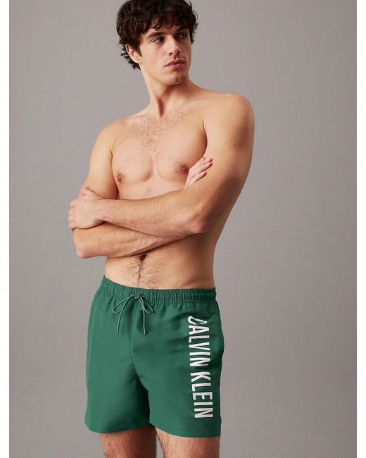 Calvin Klein Green Medium Drawstring Swim Shorts for men