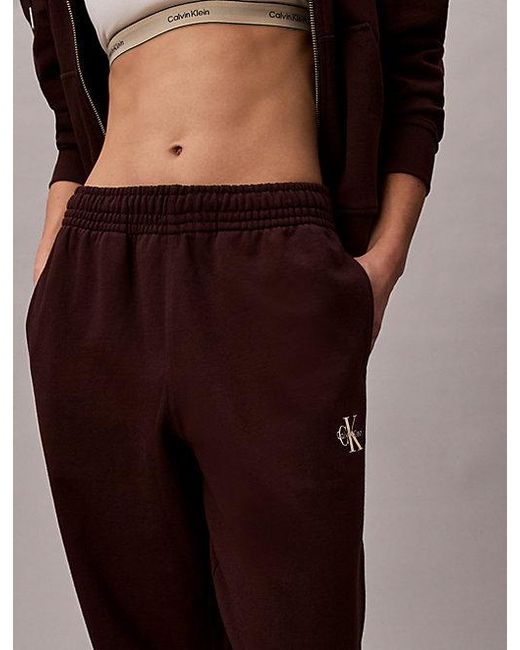 Calvin Klein Brown Jeans Cotton Terry Monogram Joggers