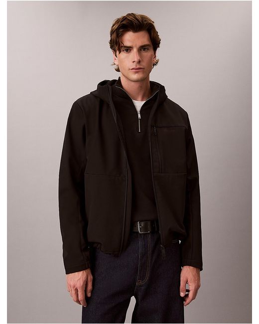 Calvin Klein Brown Softshell Lined Hooded Jacket for men