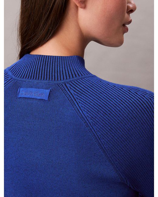 Maglione A Collo Alto A Costine di Calvin Klein in Blue