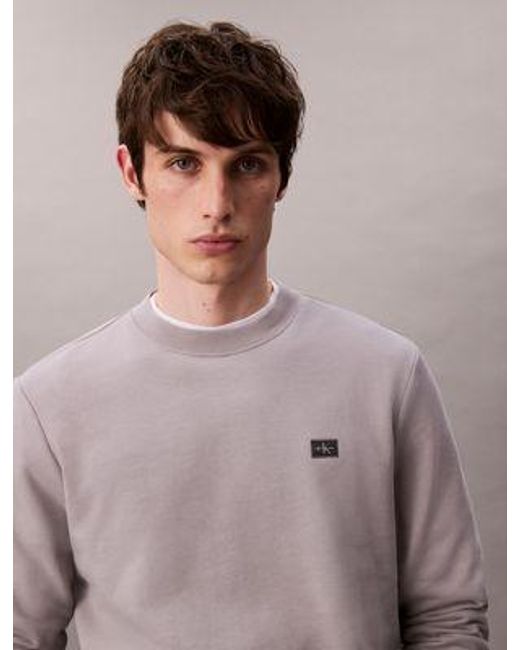 Sudadera de felpa de algodón con insignia Calvin Klein de hombre de color Gray