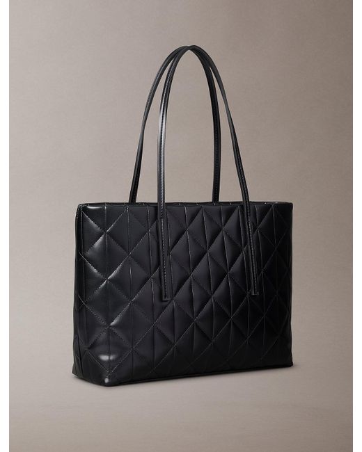 Calvin Klein Black Quilted Emblem Logo Small Tote Bag