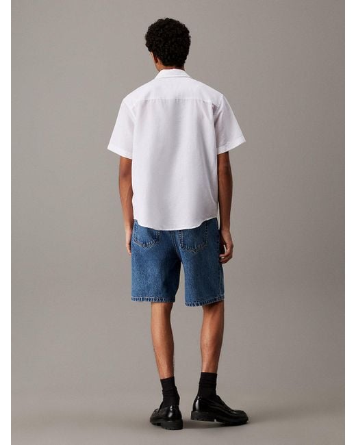 Camicia A Manica Corta di Calvin Klein in White da Uomo