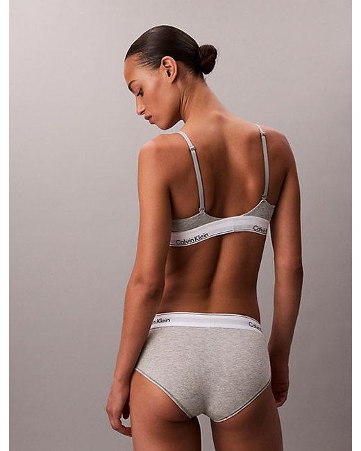 Calvin Klein White Lightly Lined Triangle Bralette Icon Cotton Modal