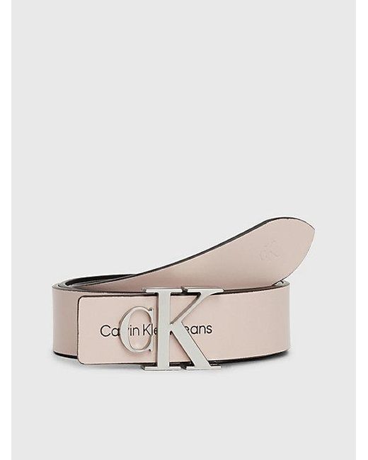 Cinturón de piel con logo Calvin Klein de color Pink