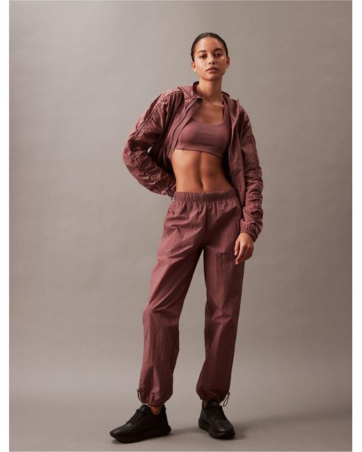 Calvin Klein Brown Ck Sport Future Icon Crinkle Nylon Woven Pants