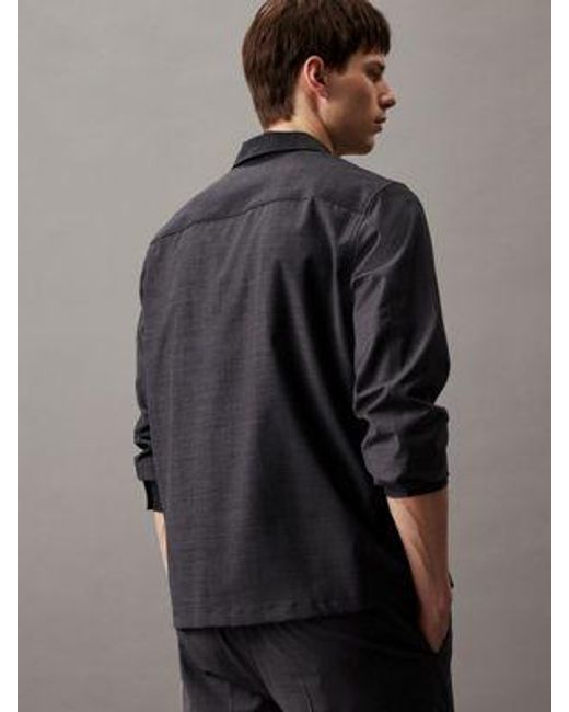 Calvin Klein Overhemd Van Wolmix Met Hoekige Pasvorm in het Black voor heren