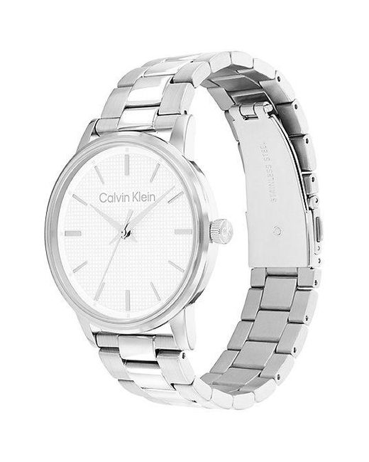 Calvin Klein Armbandhorloge Met Getextureerde Wijzerplaat in het White voor heren