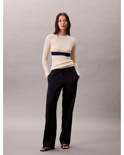 Calvin Klein White High Shine French Terry Track Pants
