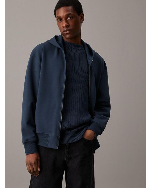 Calvin Klein Relaxed Zip Up Hoodie in Blue for Men Lyst UK