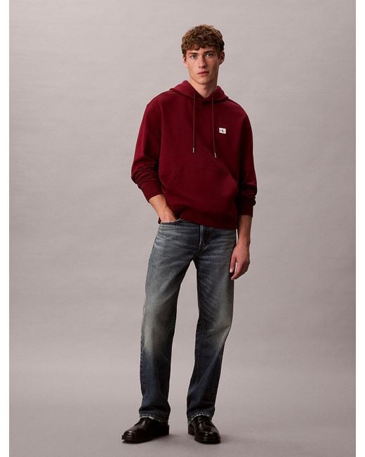 Sweat À Capuche En Tissu Éponge De Coton Avec Insigne Calvin Klein pour homme en coloris Red