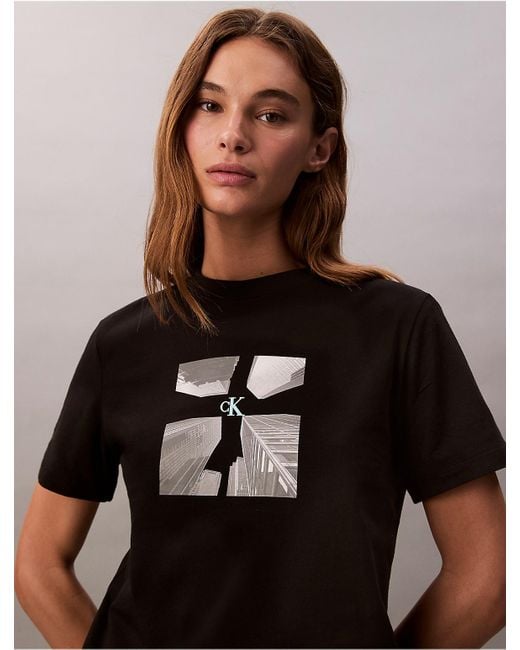 Calvin Klein Blue Calvin Klein Skyscraper Graphic Boxy T-Shirt