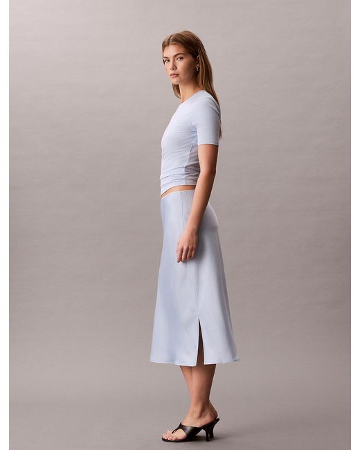 Calvin Klein Purple Textured Satin Midi Skirt
