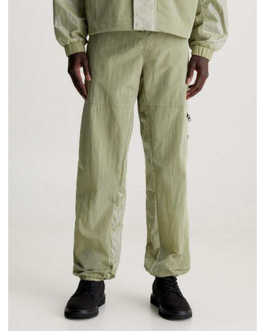 Calvin Klein Green Relaxed Nylon Cargo Pants for men
