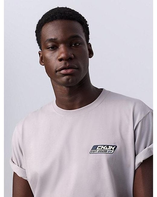 Calvin Klein Purple Jung Kook For Logo Badge Relaxed T-Shirt for men