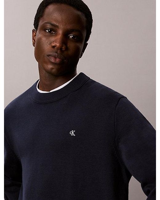 Calvin Klein Blue Jeans Classic Cotton Monogram Jumper for men