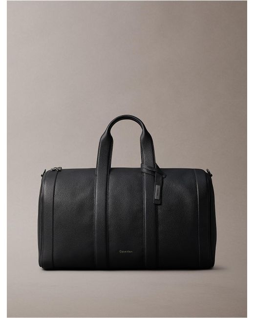 Calvin Klein Gray Leather Large Duffle Bag for men