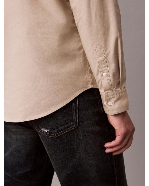 Calvin Klein Natural Solid Classic Oxford Button-Down Shirt for men
