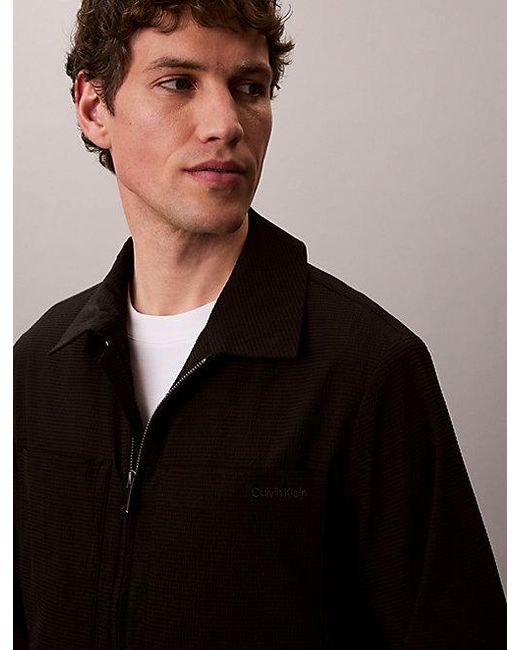Calvin Klein Black Seersucker Blouson Jacket for men