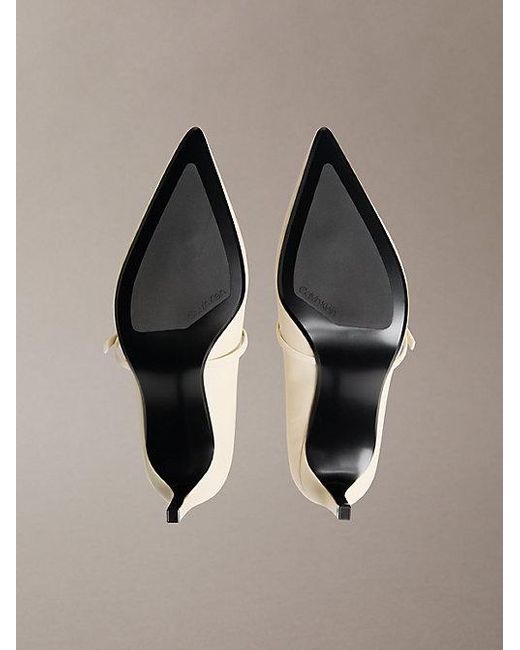 Calvin Klein Natural Peggy Leather Mary Jane Stiletto Pumps