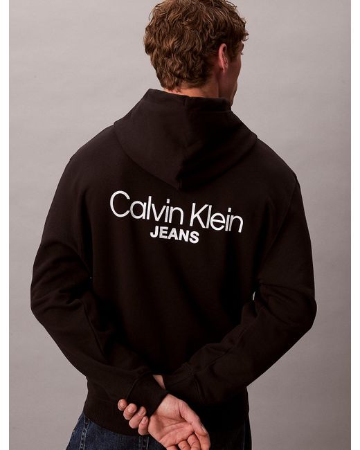 Calvin Klein Brown Cotton Terry Logo Hoodie for men