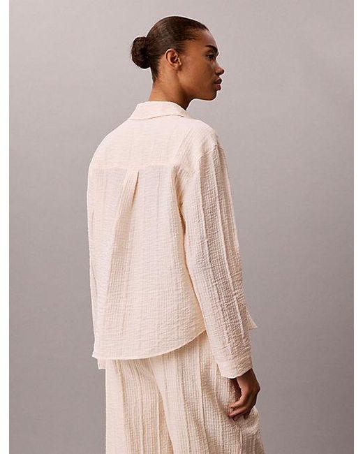 Calvin Klein Natural Viscose Blend Sheer Stripe Shirt