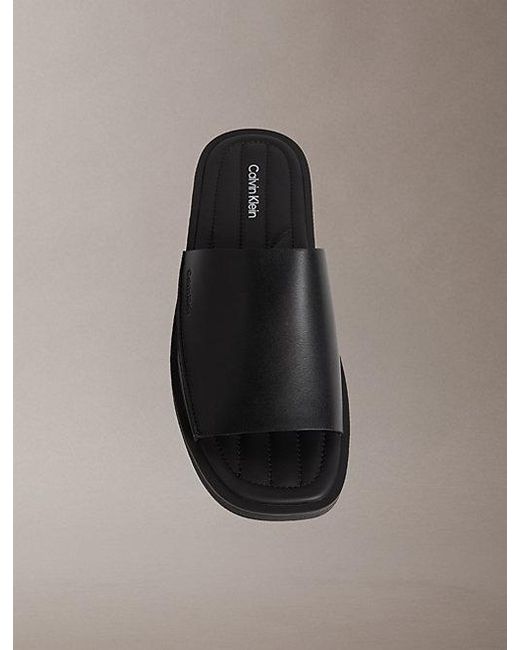 Calvin Klein Gray Alonso Leather Slider Sandals for men