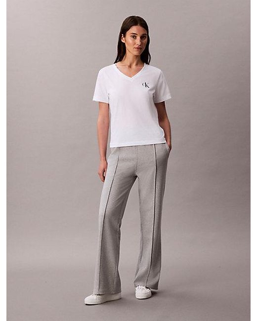 Calvin Klein Gray Jeans Cotton Terry Track Trousers