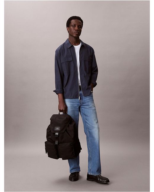 Calvin Klein Black Nylon Top Flap Backpack for men