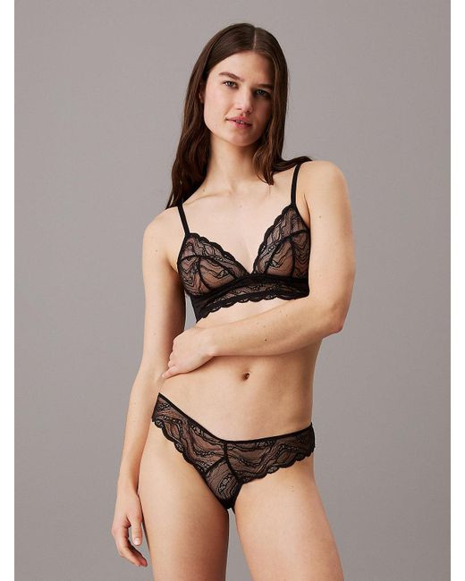 Calvin Klein Black Sheer Lace Brazilian Briefs