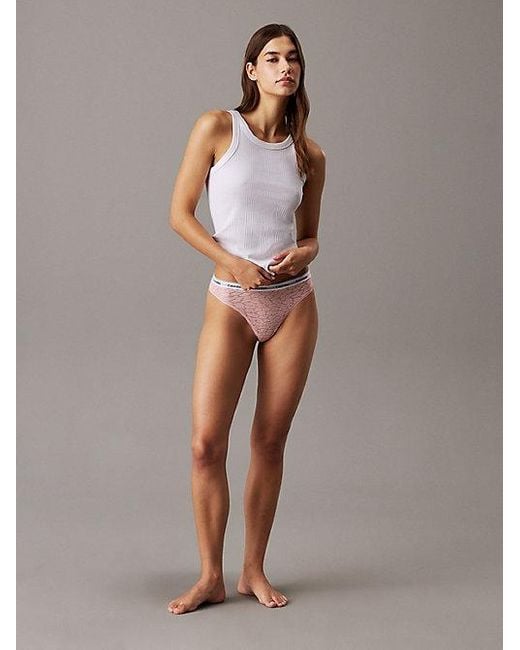 Calvin Klein Pink Lace High Leg Thong