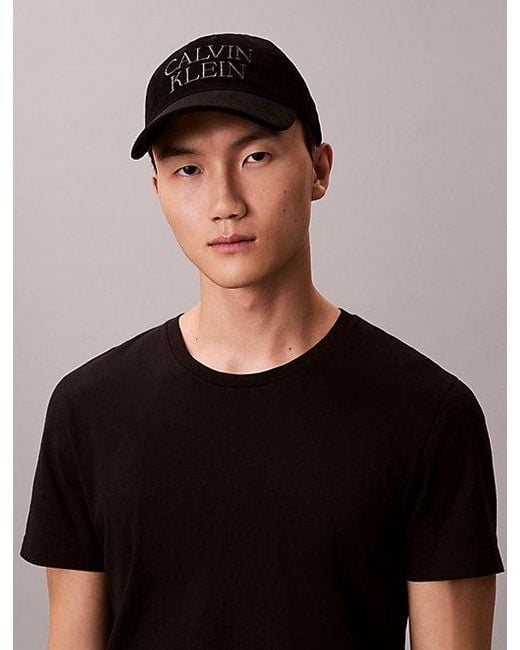 Calvin Klein Black Corduroy Logo Cap for men
