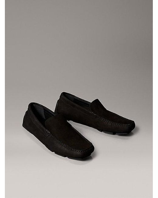 Calvin Klein Gray Leather Moccasin Driving Shoes for men