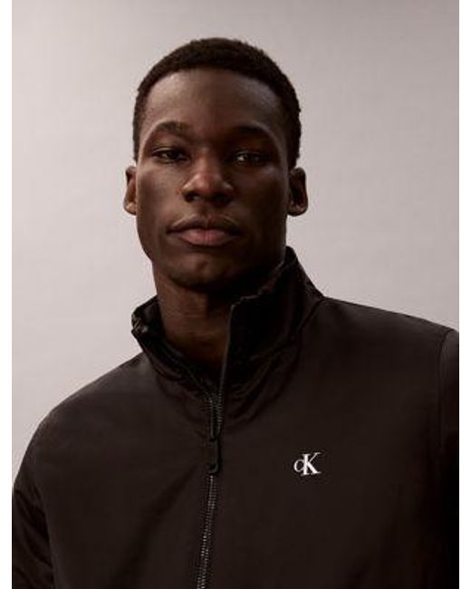 Chaqueta acolchada de cuello perkins con cremallera Calvin Klein de hombre de color Black