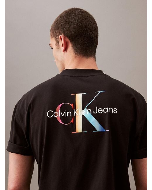 Calvin Klein Black Oversized Monogram T-shirt - Pride for men
