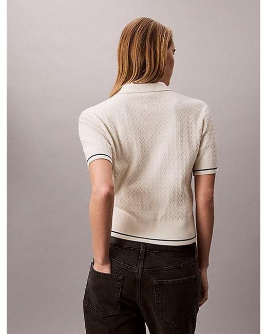 Calvin Klein Multicolor Jeans Cable Knit Short Sleeve Jumper