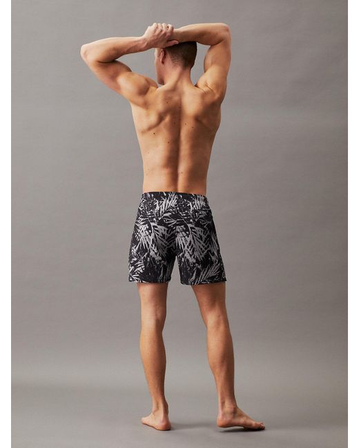 Calvin Klein Gray Medium Drawstring Swim Shorts - Ck Prints for men